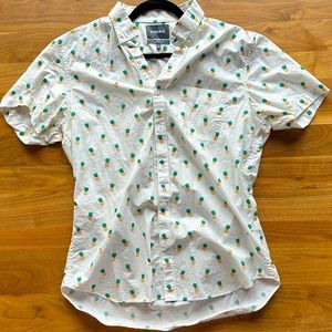 Bonobos Men’s Riviera Short Sleeve Pineapple print Shirt - Large Tailored Slim